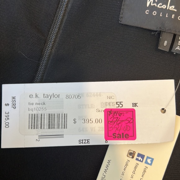 Nicole Miller size 8 fitted black dress nwt - Picture 7 of 8